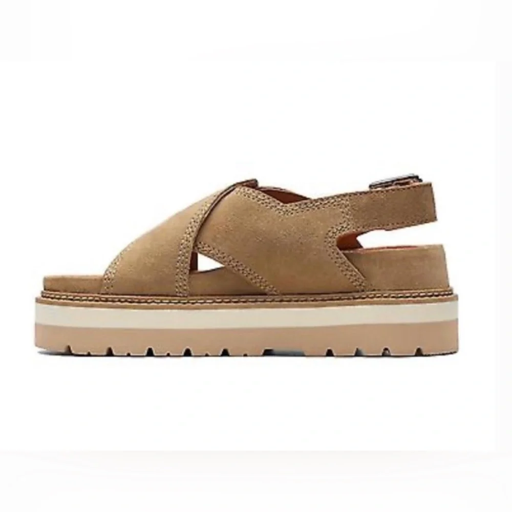 Clarks Orianna Roam Dark Sand Sable Fonce Tan Sandals Size 8.5 - Picture 4 of 16